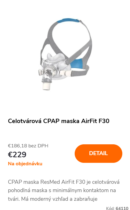 Celotvárová CPAP maska AirFit F30